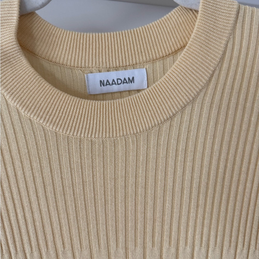 NAADAM NWOT Silk and Cashmere Yellow Knit Midi Dress - Picture 4 of 5